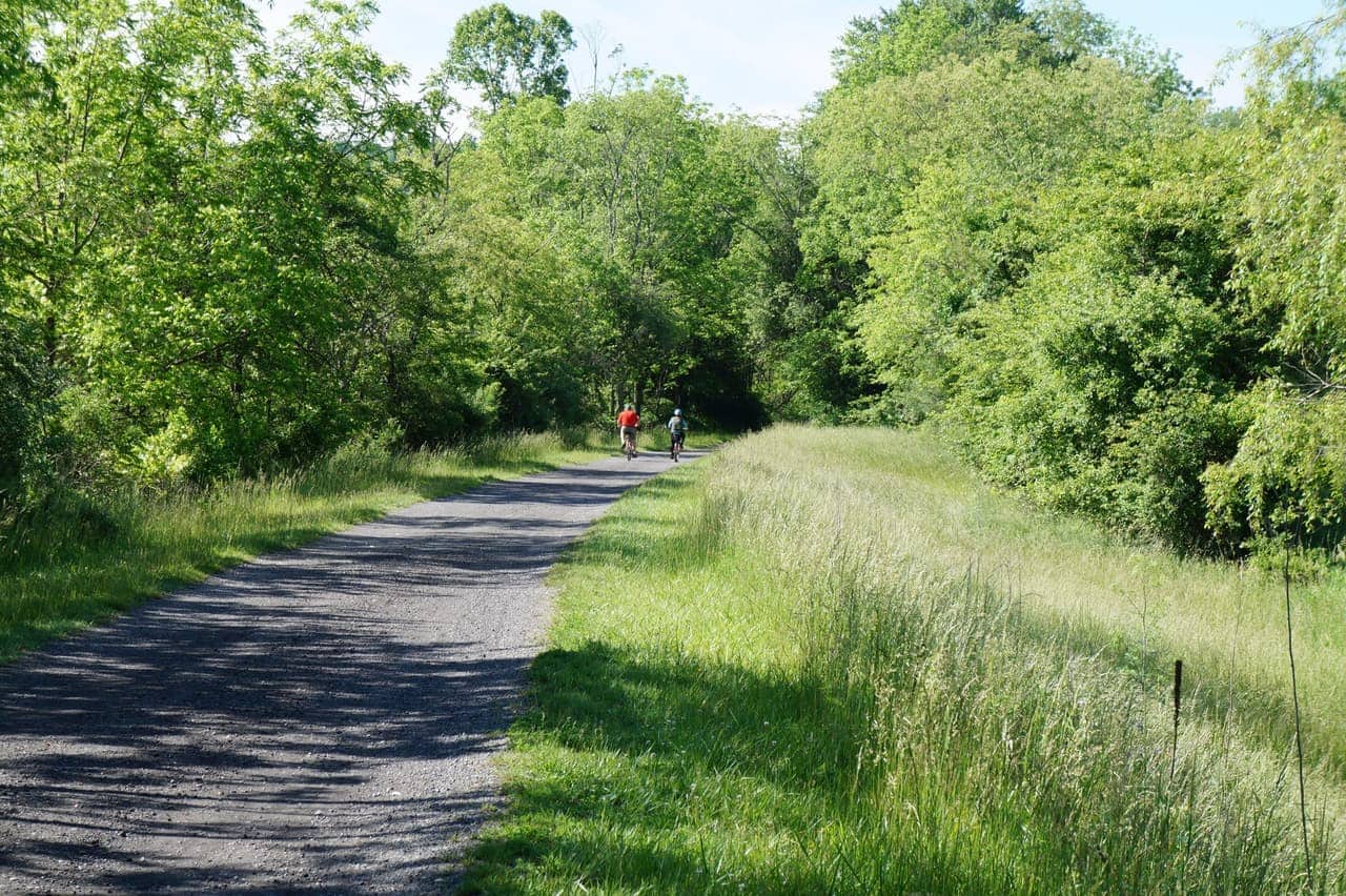 Cyclists on the New River Trail State Park, Virginia